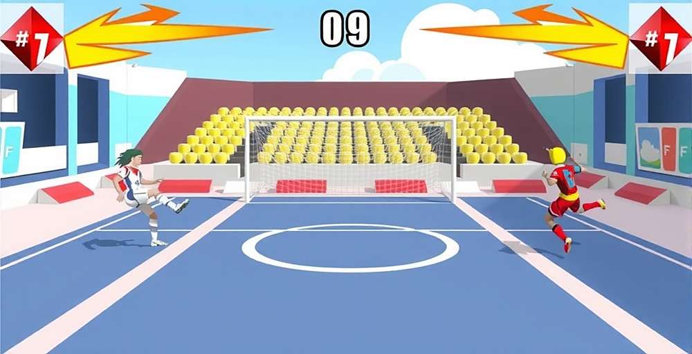 Goan Free Kick Experts Multiplayer Duel Goan Free Kick Experts multiplayer mode showing two players competing in a free kick duel