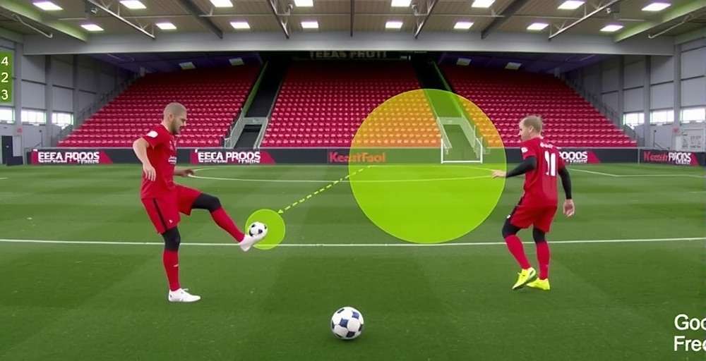 Goan Free Kick Experts Training Mode Goan Free Kick Experts training mode showing shot trajectory analysis and technique tips